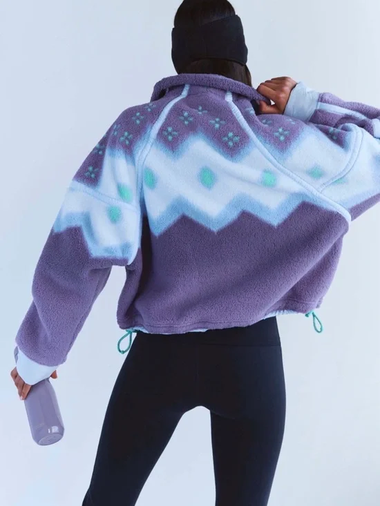 Free People FP Movement Printed Mountain High Fleece 1/2 Zip size medium - Picture 2 of 4